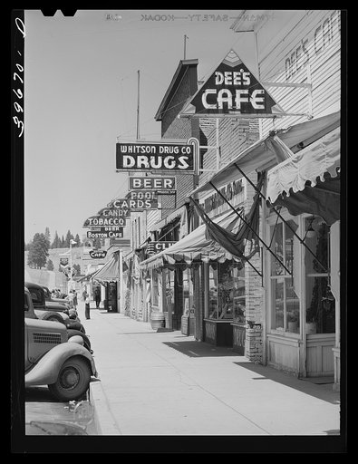 Street scene. Cascade, Idaho. Cascade is a microcosm of Idaho's past and present--all the industries of the state, including lumbering, mining, agriculture, stock raising and tourist trade are apportioned to this town and its valley