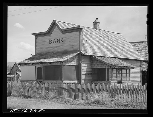 Old bank building now used as residence. Cascade, Idaho. The town moved from its old location to the highway about a mile west