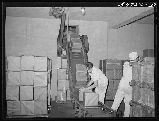 Butter going out of Dairymen's Cooperative Creamery for shipment. Caldwell, Canyon County, Idaho