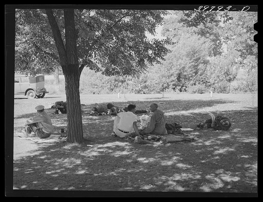 Untitled photo, possibly related to: Farm families living at the FSA (Farm Security Administration) migratory farm labor camp mobile unit picnic on Sunday. Athena, Oregon