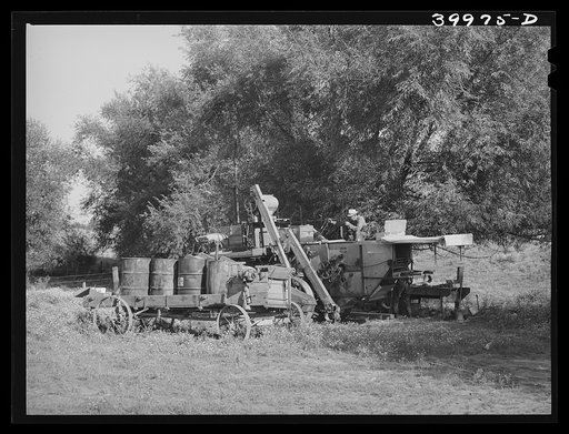 Combine with gasoline drums. Whitman County, Washington
