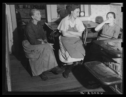 Emmy Knox and friends in her kitchen, Garrett Co., Md