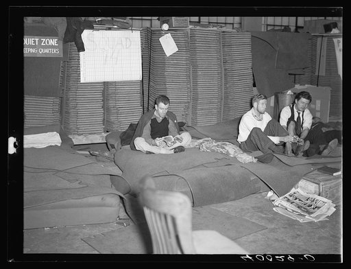 Sleeping quarters for striking autoworkers in Fisher body plant, factory number three. Michigan