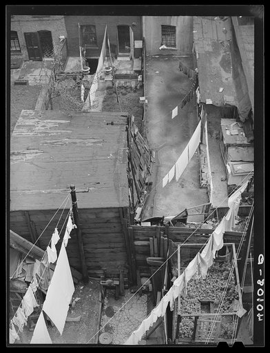 New York, New York. View across the roof between East 62nd Street and 63rd