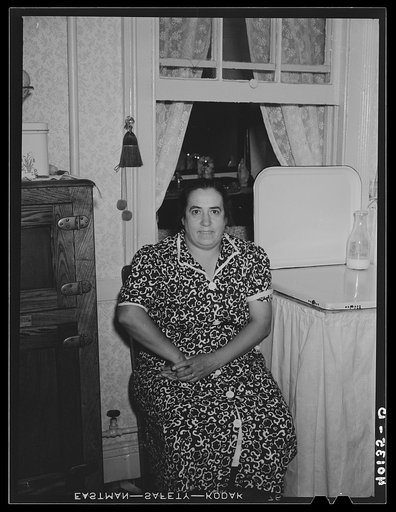 Mrs. Montefiori at the kitchen of her apartment. 340 East 63rd Street