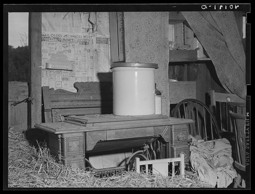 Birdsboro (vicinity), Berks County, Pennsylvania. Sewing machine in the hayloft on the farm of FSA (Farm Security Administration) client Dallas E. Glass