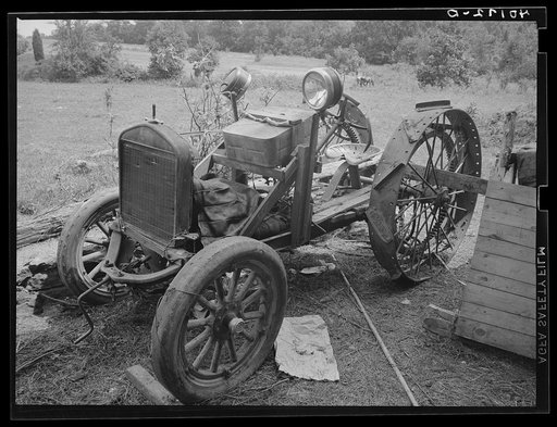 Birdsboro (vicinity), Berks County, Pennsylvania. Homemade tractor on the farm of FSA (Farm Security Administration) client Dallas E. Glass