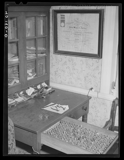Maytown (vicinity), Lancaster County, Pennsylvania. Desk and diploma of homeopathic physician George Reich, M.D.