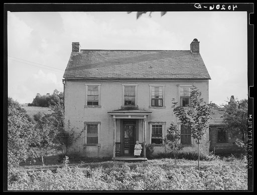 Untitled photo, possibly related to: Barto, Berks County, Pennsylvania. Mrs. Springer, Mrs. Evans grandmother, on the front porch, on the farm of Thomas G. Evans, a FSA (Farm Security Administration) client