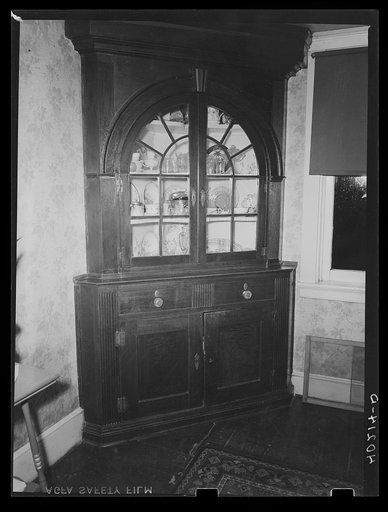 Lancaster County, Pennsylvania. The china cabinet in the dining room of the house on the Enos Royer farm