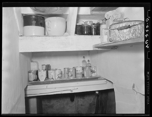 Lancaster County, Pennsylvania. Canned goods for an emergency on the Enos Royer farm