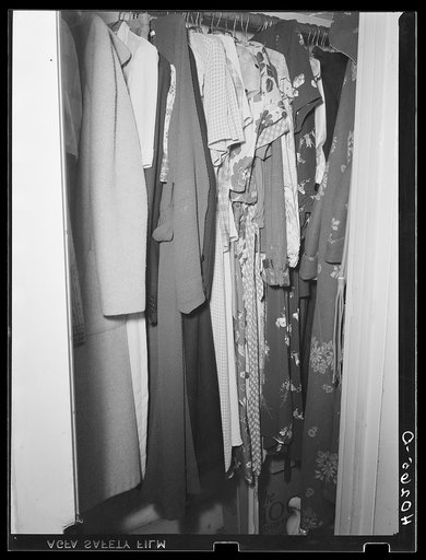 Lancaster County, Pennsylvania. Mrs. Royer's clothes closet in the house on the Enos Royer farm
