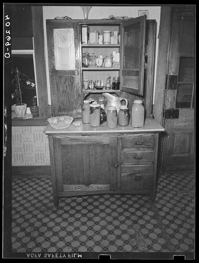 Lancaster County, Pennsylvania. A cabinet in the kitchen of the house on the Enos Royer farm