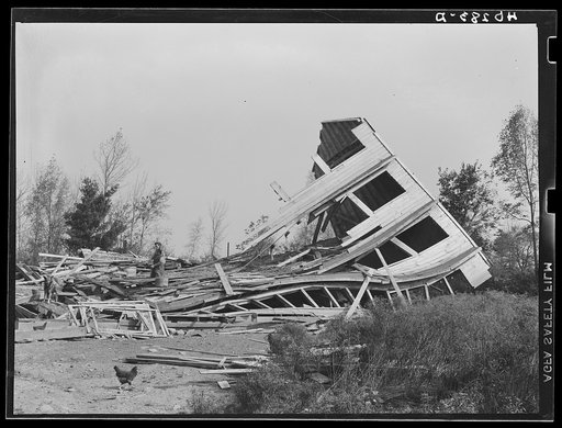 New England hurricane. Chicken house near Worcester, Massachusetts