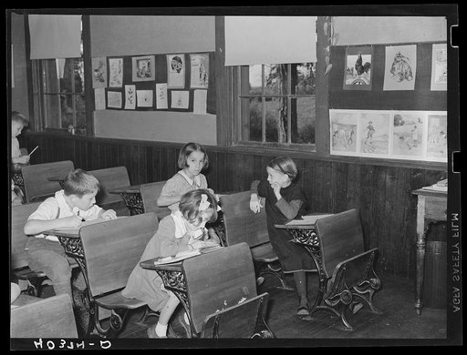 Lancaster County, Pennsylvania. Children in the school house in which Martha Royer teaches