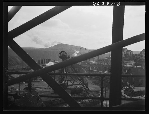 Shenandoah, Pennsylvania. Second shaft tower at Maple Hill mine, as seen from first tower