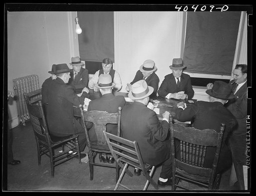 Shenandoah, Pennsylvania. Men having a game of cards at the Lithuanian Democratic club