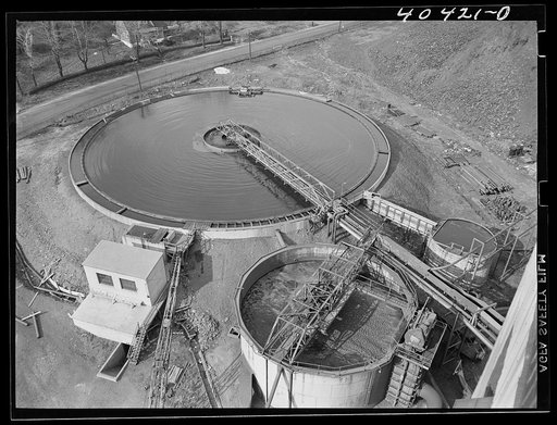 Gilberton, Pennsylvania. A water cleaning tank at the Saint Nicholas breaker. The silt settles and is pumped off