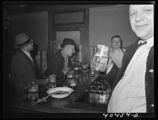 Shenandoah, Pennsylvania. Some men having beer at Filipek's bar