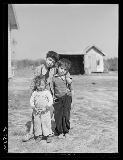 A group of Gypsy children on U.S. 13 five miles south of Salisbury, Maryland