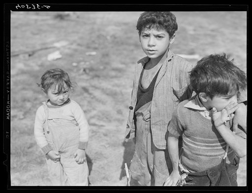 A group of Gypsy children on U.S. 13 five miles south of Salisbury, Maryland
