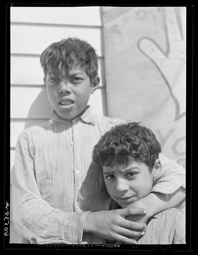 A group of Gypsy children on U.S. 13 five miles south of Salisbury, Maryland