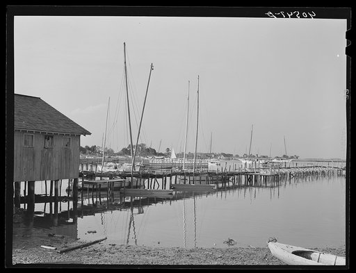 Pier at Deal Island for oyster and crab boats. Deal Island, Maryland