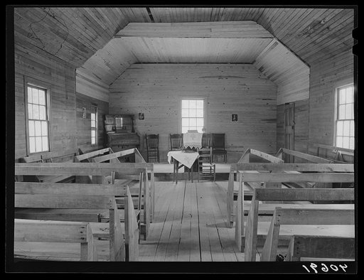 Untitled photo, possibly related to: Interior of small church near Cedar Grove, North Carolina