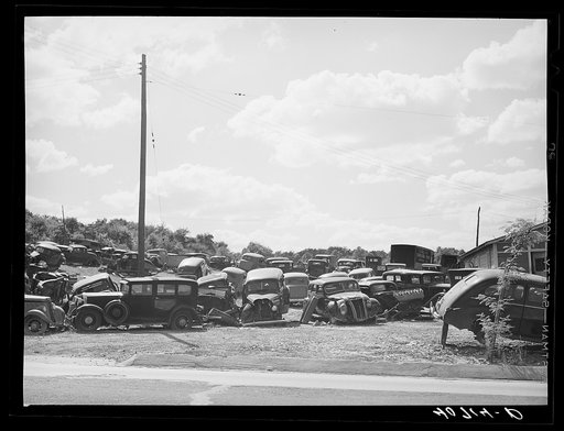 Untitled photo, possibly related to: Auto graveyard along U.S. Highway No. 1 near Sulphur Springs, Maryland