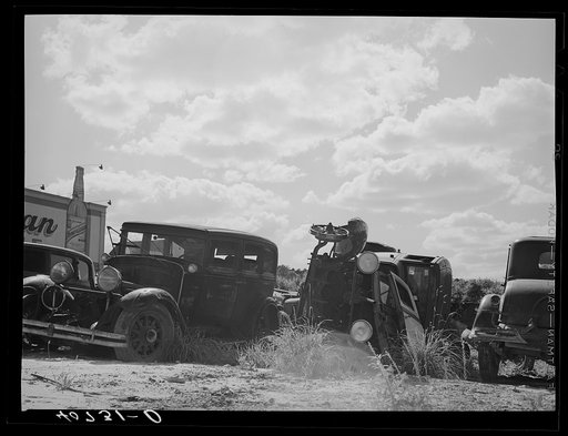 Untitled photo, possibly related to: Auto graveyard along U.S. Highway No. 1 near Sulphur Springs, Maryland