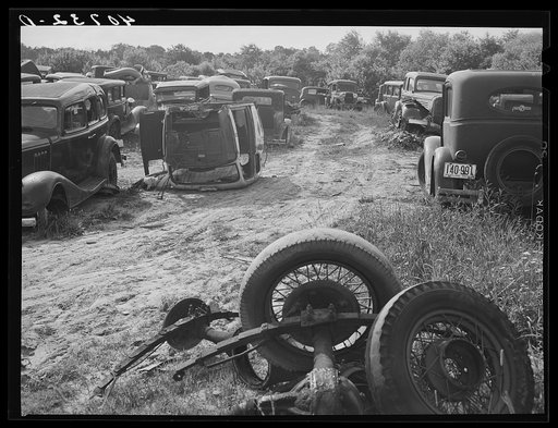 Auto graveyard along U.S. Highway No. 1 near Sulphur Springs, Maryland