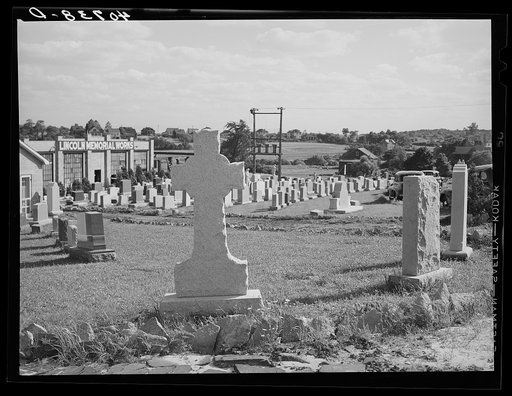 Grave monuments along U.S. Highway No. 1 outside Baltimore, Maryland