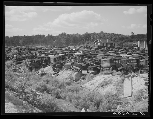 Untitled photo, possibly related to: Junkyard near Sulphur Springs, Maryland, along U.S. Highway No. 1