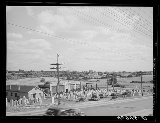 Untitled photo, possibly related to: Grave monuments along U.S. Highway No. 1 outside Baltimore, Maryland