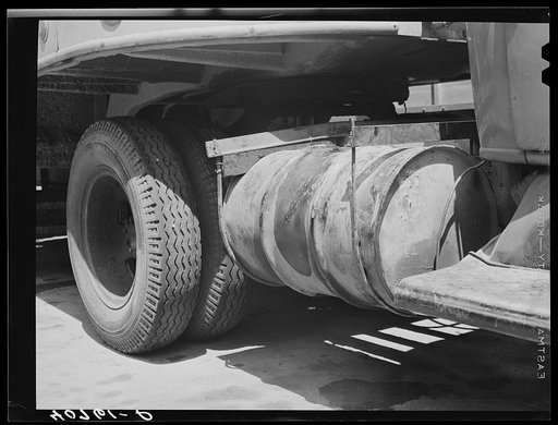 Auxiliary gas tank on truck at truckers' service station on New York Avenue along U.S. No. 1. Washington, D.C.