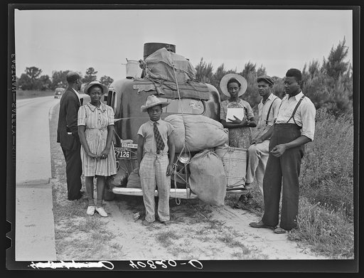 Group of Florida migrants on their way to Cranberry, New Jersey, to pick potatoes. Near Shawboro, North Carolina