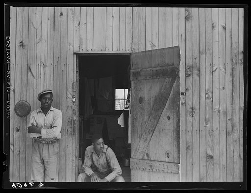 Migratory agricultural workers during the apple season at a camp near Bridgeville, Delaware