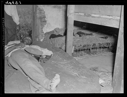 Inside the house called the "bullpen" at a migrants' camp at Staytonville, Delaware