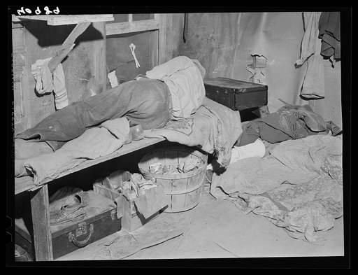 Five other people sleep in this room. All told, thirty-five migrants stay in this house near Old Trap, North Carolina