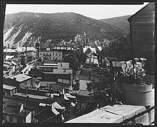 View of Mauch Chunk, Pennsylvania, from High Street showing Bear Mountain in the background
