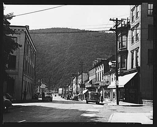 Susquehanna Street, Mauch Chunk, Pennsylvania, showing Flagstaff Mountain in the background