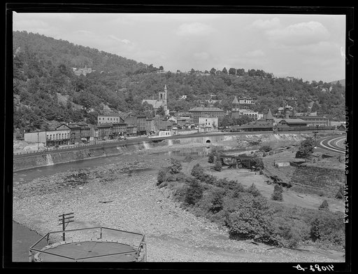 Untitled photo, possibly related to: View of Mauch Chunk, Pennsylvania, showing Lehigh River in the foreground
