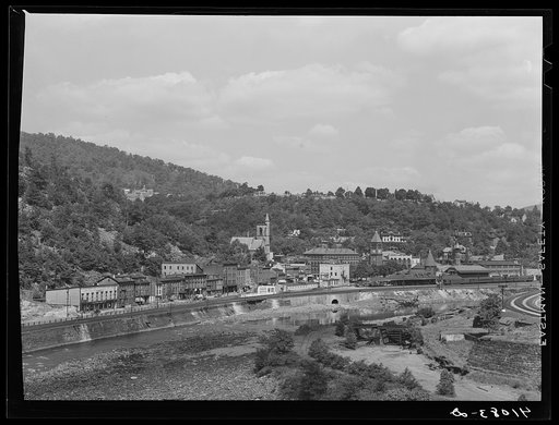 View of Mauch Chunk, Pennsylvania, showing Lehigh River in the foreground