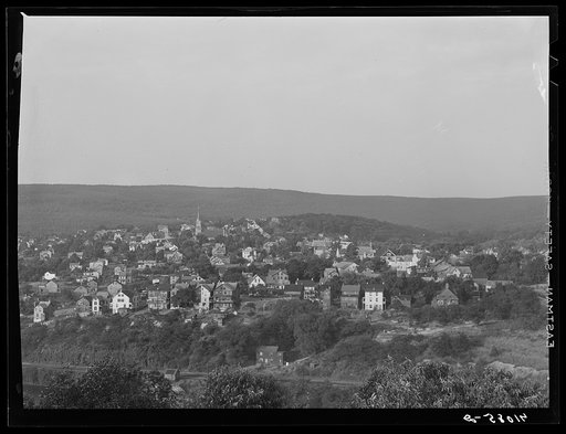 Untitled photo, possibly related to: View of East Mauch Chunk from Upper Mauch Chunk with Lehigh River in foreground. Mauch Chunk, Pennsylvania