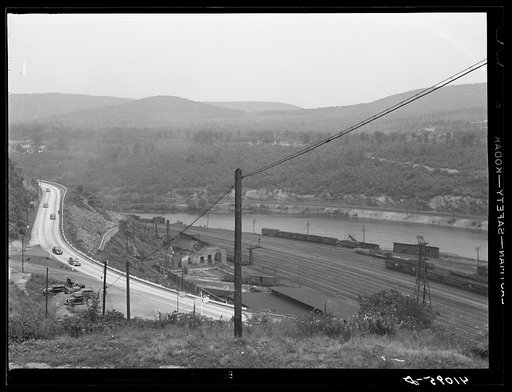 Lehigh River and railroad yards from Upper Mauch Chunk, Pennsylvania