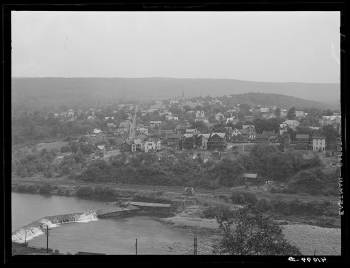 View of East Mauch Chunk from Upper Mauch Chunk with Lehigh River in foreground. Mauch Chunk, Pennsylvania