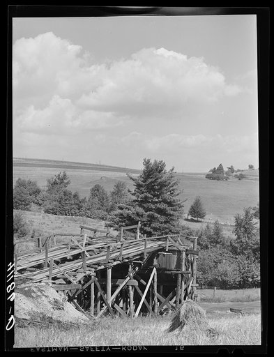 Landscape from Britton farm near Falls Creek, Pennsylvania, showing coal tipple and farm land in background