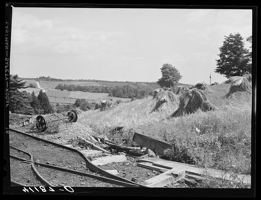 Scene on Britton farm near Falls Creek, Pennsylvania, showing combination of coal mining and farming