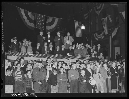 Spectators and judge's stand at labor day parade. Du Bois, Pennsylvania