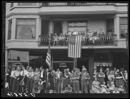 Spectators at labor day parade in Du Bois, Pennsylvania